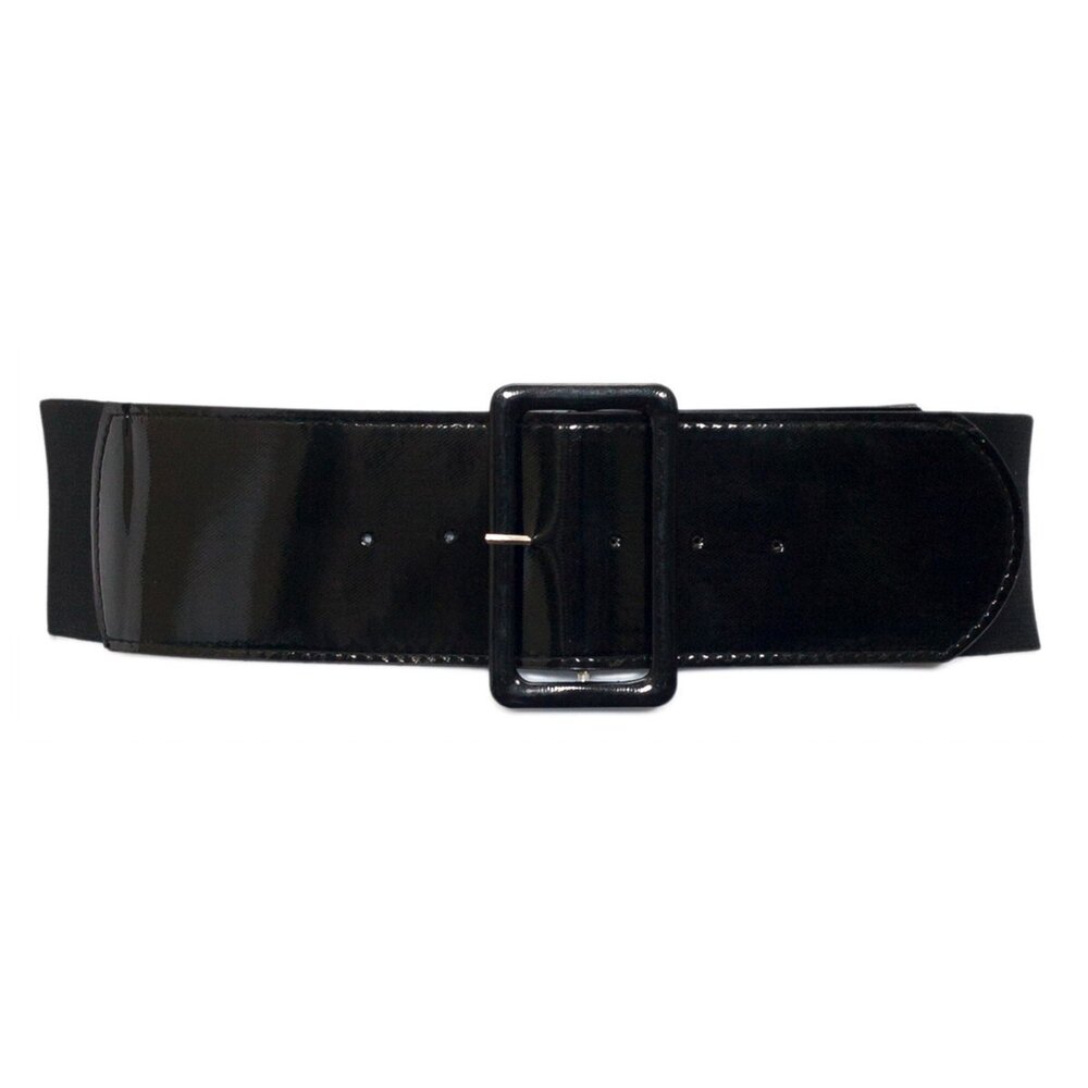 3441 Evogues Plus Size Wide Patent Leather Fashion Belt Black2021- One